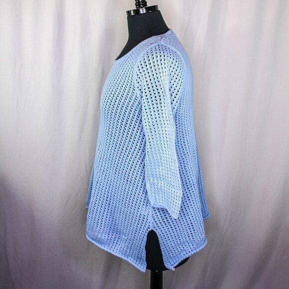 Jeanne Pierre Sweater Open Weave 100% Cotton Light Blue Size M - Picture 2 of 4
